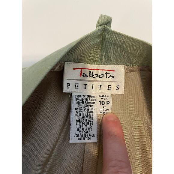 Vintage Talbots Size 10 Petite High Waist Linen Blend Shorts Green Pleated Front - Picture 3 of 6